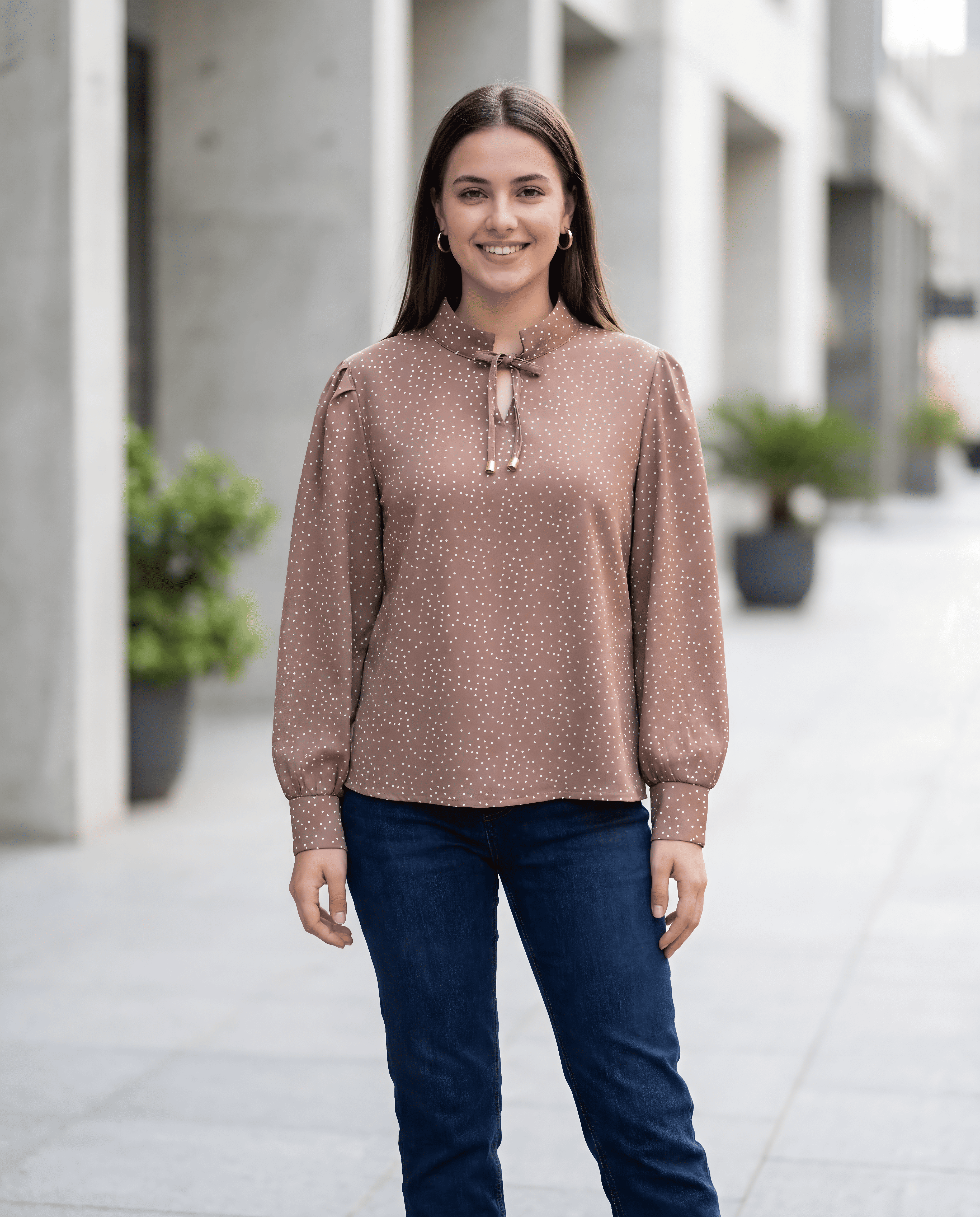 Blusa seda manga larga